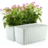Bac À Fleurs Auto-Irrigation Blanc Plastique Rectangle Lot De 2, Pot Avec Réserve D'Eau Et Indicateur De Niveau D'Eau Pot Avec Système D'Arrosage Pour Planter Les Plantes Facilement -Promos Jardin Noble Magasin 30026230 1