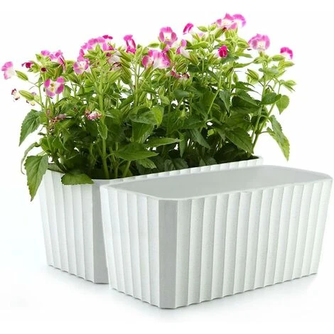 Bac À Fleurs Auto-Irrigation Blanc Plastique Rectangle Lot De 2, Pot Avec Réserve D'Eau Et Indicateur De Niveau D'Eau Pot Avec Système D'Arrosage Pour Planter Les Plantes Facilement 3 Bac À Fleurs Auto-Irrigation Blanc Plastique Rectangle Lot De 2, Pot Avec Réserve D'Eau Et Indicateur De Niveau D'Eau Pot Avec Système D'Arrosage Pour Planter Les Plantes Facilement