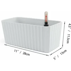 Bac À Fleurs Auto-Irrigation Blanc Plastique Rectangle Lot De 2, Pot Avec Réserve D'Eau Et Indicateur De Niveau D'Eau Pot Avec Système D'Arrosage Pour Planter Les Plantes Facilement 11 Bac À Fleurs Auto-Irrigation Blanc Plastique Rectangle Lot De 2, Pot Avec Réserve D'Eau Et Indicateur De Niveau D'Eau Pot Avec Système D'Arrosage Pour Planter Les Plantes Facilement -Promos Jardin Noble Magasin 30026230 5
