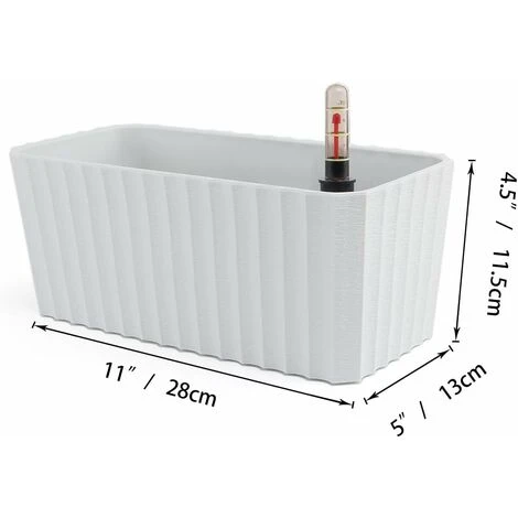 Bac À Fleurs Auto-Irrigation Blanc Plastique Rectangle Lot De 2, Pot Avec Réserve D'Eau Et Indicateur De Niveau D'Eau Pot Avec Système D'Arrosage Pour Planter Les Plantes Facilement 7 Bac À Fleurs Auto-Irrigation Blanc Plastique Rectangle Lot De 2, Pot Avec Réserve D'Eau Et Indicateur De Niveau D'Eau Pot Avec Système D'Arrosage Pour Planter Les Plantes Facilement – Image 5