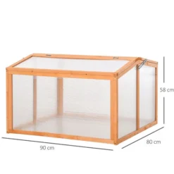 OUTSUNNY Mini Serre De Jardin Serre à Tomates Dim. 90L X 80l X 58H Cm Toits Ouvrables Panneaux De Polycarbonate Bois Sapin Pré-huilé -Promos Jardin Noble Magasin 30030770 3