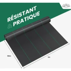 Toiles De Paillage 130g/m² Avec Sardines - Geotextile Anti Repousse 50Mx1M Pour Jardin Potager - Bache Anti Mauvaise Herbe 130g Pour Potager -Promos Jardin Noble Magasin 30272158 3