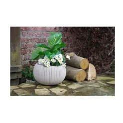 No Name Pot + Cache Pot CURVER Aspect Tricoté - Taille S -Promos Jardin Noble Magasin 3125524 5