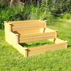 Carré Potager 3 Etages De Jardin - Bac Potager 123x123x55 CM En Bois Naturel - Carré Potager En Bois Avec Cadre En Bois De Pin / Planche En Bois De Sapin