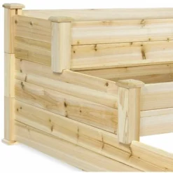 Carré Potager 3 Etages De Jardin - Bac Potager 123x123x55 CM En Bois Naturel - Carré Potager En Bois Avec Cadre En Bois De Pin / Planche En Bois De Sapin -Promos Jardin Noble Magasin 31827910 4