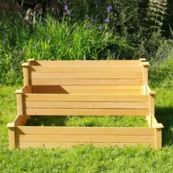 Carré Potager 3 Etages De Jardin - Bac Potager 123x123x55 CM En Bois Naturel - Carré Potager En Bois Avec Cadre En Bois De Pin / Planche En Bois De Sapin -Promos Jardin Noble Magasin 31827910 5