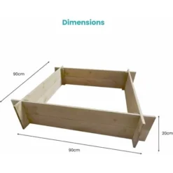 Carré Potager En Bois Naturel 90x90x20 Cm - Bac Potager En Carré Pour Jardin, Balcon, Terrasse - Jardiniere Bois Extérieur En Bois De Pin Traité -Promos Jardin Noble Magasin 31827913 2