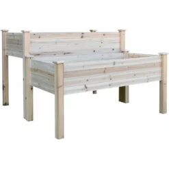 OUTSUNNY Jardinière Sur Pieds Carré Potager 2 étages Dim. 115L X 114l X 76H Cm Inserts D'irrigation Bois Sapin Naturel