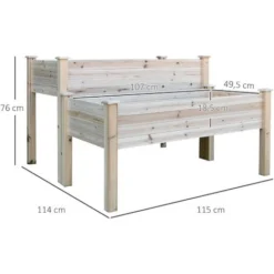 OUTSUNNY Jardinière Sur Pieds Carré Potager 2 étages Dim. 115L X 114l X 76H Cm Inserts D'irrigation Bois Sapin Naturel -Promos Jardin Noble Magasin 32126910 3