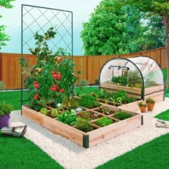 Kit Complet Carrés Potagers Modulables 3 Bacs + Treillis + Housse -Promos Jardin Noble Magasin 33442067 2