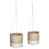 ATMOSPHERA Lot De 2 Cache-Pots à Suspendre Seagrass 15cm Blanc -Promos Jardin Noble Magasin 33656713 1