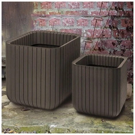 No Name Lot De 2 Cache-pots Aspect Bois Lamé 3 No Name Lot De 2 Cache-pots Aspect Bois Lamé