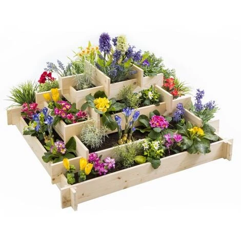 Carré Potager Pyramide KEO En Bois 4 étages Bac à Fleurs 100 CM 3 Carré Potager Pyramide KEO En Bois 4 étages Bac à Fleurs 100 CM