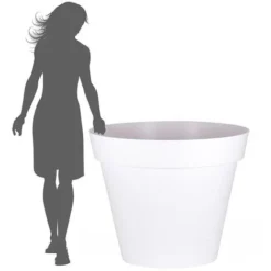 EDA Pot De Fleur Rond Toscane Ø 100 X H.79 Cm - Blanc -Promos Jardin Noble Magasin 3573328 3