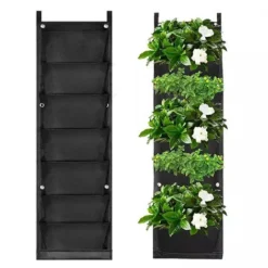 Sac Plantation Mural, 7 Poche Poche De Plantation Vertical Jardiniere Exterieur Suspendue Pour Balcon Jardin Cour Bureau Décoration De La Maison(noir)