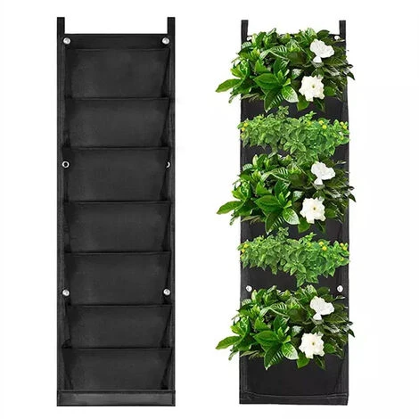 Sac Plantation Mural, 7 Poche Poche De Plantation Vertical Jardiniere Exterieur Suspendue Pour Balcon Jardin Cour Bureau Décoration De La Maison(noir) 3 Sac Plantation Mural, 7 Poche Poche De Plantation Vertical Jardiniere Exterieur Suspendue Pour Balcon Jardin Cour Bureau Décoration De La Maison(noir)