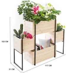 Potager SALLY 4 Bacs Bois Et Métal Jardinière Escalier -Promos Jardin Noble Magasin 36530986 4