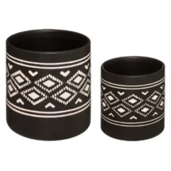 ATMOSPHERA Lot De 2 Cache-Pots Design Safari 14cm Noir