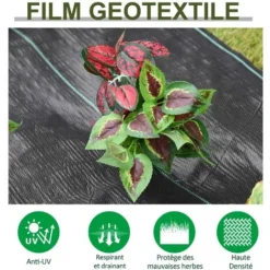Outsunny Toiles De Paillage - Toile Anti Mauvaises Herbes - Toile De Paillage Anti Mauvaises Herbes 100 G/m² - Indéchirable Perméable à L'eau Anti UV - PP Noir Vert -Promos Jardin Noble Magasin 37823486 4