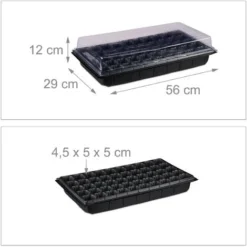 Relaxdays Bac à Semis, Lot De 3, Mini Serre Pour Rebord De Fenêtre, Plantation, 50 Compartiments, HLP 12x56x29 Cm, Noir -Promos Jardin Noble Magasin 37828271 4
