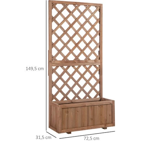 OUTSUNNY Jardinière Avec Treillis - Bac à Fleurs - Jardinière Sur Pied - Dim. 72,5L X 31,5l X 149,5H Cm Inserts D'irrigation Inclus Bois Sapin Pré-huilé 5 OUTSUNNY Jardinière Avec Treillis - Bac à Fleurs - Jardinière Sur Pied - Dim. 72,5L X 31,5l X 149,5H Cm Inserts D'irrigation Inclus Bois Sapin Pré-huilé – Image 3