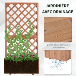 OUTSUNNY Jardinière Avec Treillis - Bac à Fleurs - Jardinière Sur Pied - Dim. 72,5L X 31,5l X 149,5H Cm Inserts D'irrigation Inclus Bois Sapin Pré-huilé 11 OUTSUNNY Jardinière Avec Treillis - Bac à Fleurs - Jardinière Sur Pied - Dim. 72,5L X 31,5l X 149,5H Cm Inserts D'irrigation Inclus Bois Sapin Pré-huilé -Promos Jardin Noble Magasin 37948937 5