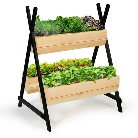 Potager PATY 3 Bacs Bois Finitions Noires Jardinière Tipi 3 Potager PATY 3 Bacs Bois Finitions Noires Jardinière Tipi