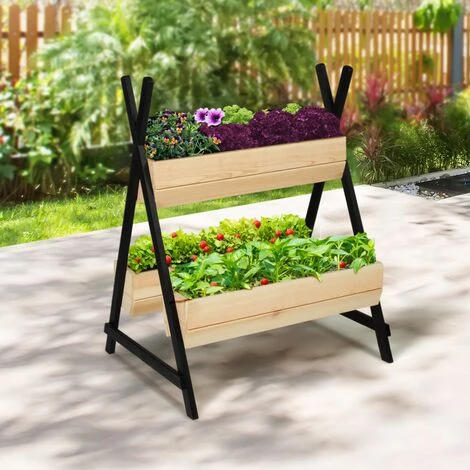 Potager PATY 3 Bacs Bois Finitions Noires Jardinière Tipi 4 Potager PATY 3 Bacs Bois Finitions Noires Jardinière Tipi – Image 2