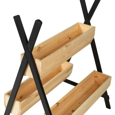 Potager PATY 3 Bacs Bois Finitions Noires Jardinière Tipi 6 Potager PATY 3 Bacs Bois Finitions Noires Jardinière Tipi – Image 4
