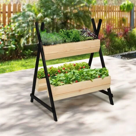 Potager PATY 3 Bacs Bois Finitions Noires Jardinière Tipi 7 Potager PATY 3 Bacs Bois Finitions Noires Jardinière Tipi – Image 5