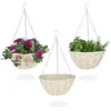 Relaxdays Suspension Pour Plantes, Lot De 3, Panier Tressé En Rotin, Fait Main, Pot De Fleur HxD 15 X 30 Cm, Nature