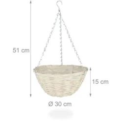 Relaxdays Suspension Pour Plantes, Lot De 3, Panier Tressé En Rotin, Fait Main, Pot De Fleur HxD 15 X 30 Cm, Nature -Promos Jardin Noble Magasin 39579000 4