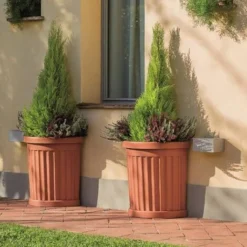 Pot De Fleurs - Roma - D 27 X H 52 Cm - Terracotta - Livraison Gratuite -Promos Jardin Noble Magasin 39907404 3