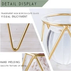 Porte-plantes Aériennes Décor En Métal Doré Pour La Maison Ensemble De 3 Mini-jardinières Géométriques Terrariums Vase En Verre Tillandsia Présentoirs Pour Femmes Vases Hydroponiques Pour Bureau (Gold 9 Porte-plantes Aériennes Décor En Métal Doré Pour La Maison Ensemble De 3 Mini-jardinières Géométriques Terrariums Vase En Verre Tillandsia Présentoirs Pour Femmes Vases Hydroponiques Pour Bureau (Gold -Promos Jardin Noble Magasin 40102778 4