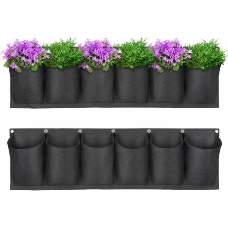 Sac De Plantation Vertical, 2PCS Versailles Jardin Sac à Plantes Mural Jardinière Suspendue Balcon Pot à Suspendre Intérieur Extérieur Fleur 6 Poches (Noir) 3 Sac De Plantation Vertical, 2PCS Versailles Jardin Sac à Plantes Mural Jardinière Suspendue Balcon Pot à Suspendre Intérieur Extérieur Fleur 6 Poches (Noir)
