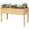 GOPLUS Jardiniere Sur Pieds En Bois, 123 X 57 X 76 CM, Carré Potager Rectangulaire Pour Jardin,pour Legumes, Herbes, Fleurs,Charge 100 KG -Promos Jardin Noble Magasin 42541969 1