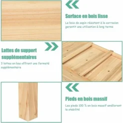 GOPLUS Jardiniere Sur Pieds En Bois, 123 X 57 X 76 CM, Carré Potager Rectangulaire Pour Jardin,pour Legumes, Herbes, Fleurs,Charge 100 KG -Promos Jardin Noble Magasin 42541969 3