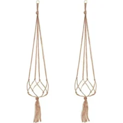 2 Paquets Suspension Plante Macramé, Pot Suspendu Plante, Pour Suspendre Pot De Fleur Plante Suspension Suspendue Décoration Balcon Maison, 4 Jambes En Corde, 105 Cm