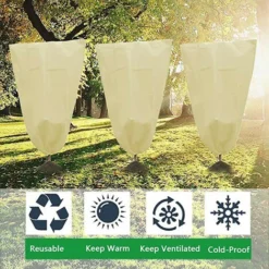 3Pcs Couverture Végétale De Protection Antigel Veste Polaire Jardin Couverture Warming Sac Sac À Cordonnet Pour La Taille Haies Arbres Fleurs Arbustes Ensemble , 1.2X1.8m, Beige -Promos Jardin Noble Magasin 45964720 3