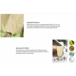 3Pcs Couverture Végétale De Protection Antigel Veste Polaire Jardin Couverture Warming Sac Sac À Cordonnet Pour La Taille Haies Arbres Fleurs Arbustes Ensemble , 1.2X1.8m, Beige -Promos Jardin Noble Magasin 45964720 5