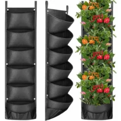 Sacs à Plantes, Triomphe Mis à Jour Jardinière Murale Verticale à 6 Poches Sacs De Plantation Suspendus Muraux Pour Les Plantes De Clôture De Jardin De Pelouse De Jardin 2 Pièces