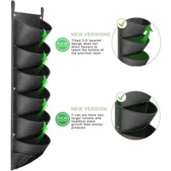 Sacs à Plantes, Triomphe Mis à Jour Jardinière Murale Verticale à 6 Poches Sacs De Plantation Suspendus Muraux Pour Les Plantes De Clôture De Jardin De Pelouse De Jardin 2 Pièces -Promos Jardin Noble Magasin 47852497 3