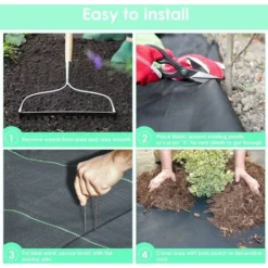 Homfa Toiles De Paillage 160g/m² Très épais - Geotextile Anti Repousse Pour Terrasses Et Allées - Bache Mauvaise Herbe - Toile Anti-Mauvaises Herbes 2m X10 M - Noir -Promos Jardin Noble Magasin 48323613 4