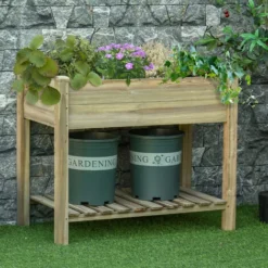 OUTSUNNY Jardinière Sur Pieds Potager Avec étagère à Lattes Dim. 91L X 51l X 76H Cm Bois Sapin Autoclave 8 OUTSUNNY Jardinière Sur Pieds Potager Avec étagère à Lattes Dim. 91L X 51l X 76H Cm Bois Sapin Autoclave -Promos Jardin Noble Magasin 48870364 2