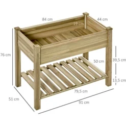 OUTSUNNY Jardinière Sur Pieds Potager Avec étagère à Lattes Dim. 91L X 51l X 76H Cm Bois Sapin Autoclave 9 OUTSUNNY Jardinière Sur Pieds Potager Avec étagère à Lattes Dim. 91L X 51l X 76H Cm Bois Sapin Autoclave -Promos Jardin Noble Magasin 48870364 3