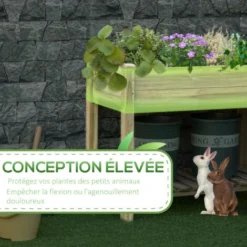 OUTSUNNY Jardinière Sur Pieds Potager Avec étagère à Lattes Dim. 91L X 51l X 76H Cm Bois Sapin Autoclave 10 OUTSUNNY Jardinière Sur Pieds Potager Avec étagère à Lattes Dim. 91L X 51l X 76H Cm Bois Sapin Autoclave -Promos Jardin Noble Magasin 48870364 4