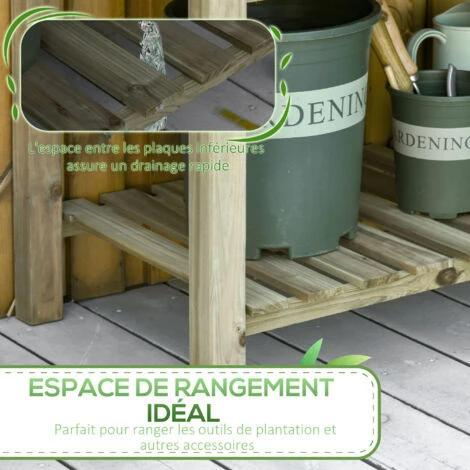 OUTSUNNY Jardinière Sur Pieds Potager Avec étagère à Lattes Dim. 91L X 51l X 76H Cm Bois Sapin Autoclave 7 OUTSUNNY Jardinière Sur Pieds Potager Avec étagère à Lattes Dim. 91L X 51l X 76H Cm Bois Sapin Autoclave – Image 5