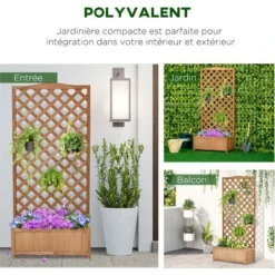 OUTSUNNY Jardinière Avec Treillis - Bac à Fleurs - Jardinière Sur Pied - Dim. 76L X 36l X 170H Cm - Fond à Lattes - Bois Sapin Pré-huilé 10 OUTSUNNY Jardinière Avec Treillis - Bac à Fleurs - Jardinière Sur Pied - Dim. 76L X 36l X 170H Cm - Fond à Lattes - Bois Sapin Pré-huilé -Promos Jardin Noble Magasin 48873233 4