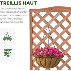 OUTSUNNY Jardinière Avec Treillis - Bac à Fleurs - Jardinière Sur Pied - Dim. 76L X 36l X 170H Cm - Fond à Lattes - Bois Sapin Pré-huilé 11 OUTSUNNY Jardinière Avec Treillis - Bac à Fleurs - Jardinière Sur Pied - Dim. 76L X 36l X 170H Cm - Fond à Lattes - Bois Sapin Pré-huilé -Promos Jardin Noble Magasin 48873233 5