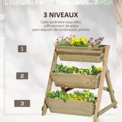 OUTSUNNY Jardinière Sur Pieds Carré Potager 3 étages Dim. 71L X 61l X 77H Cm Inserts D'irrigation Feutre De Drainage Bois Sapin Autoclave 10 OUTSUNNY Jardinière Sur Pieds Carré Potager 3 étages Dim. 71L X 61l X 77H Cm Inserts D'irrigation Feutre De Drainage Bois Sapin Autoclave -Promos Jardin Noble Magasin 48873240 4
